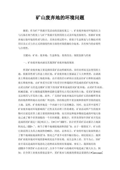 矿山废弃地的环境问题