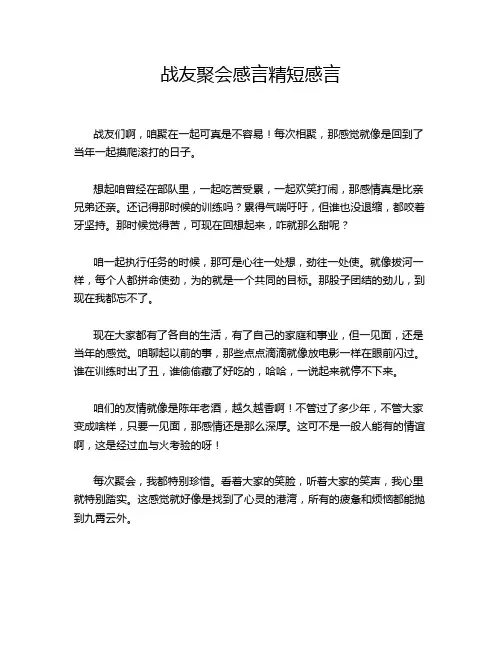 战友聚会感言精短感言