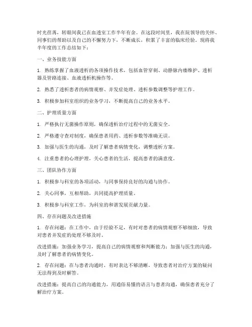血透护士半年度总结范文