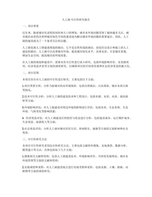 人工湖 可行性研究报告
