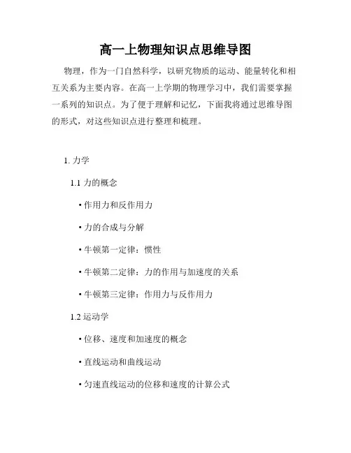高一上物理知识点思维导图