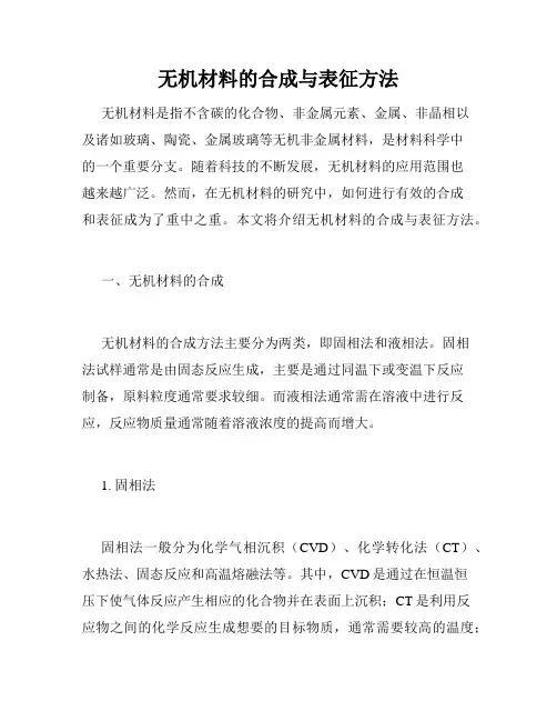 无机材料的合成与表征方法