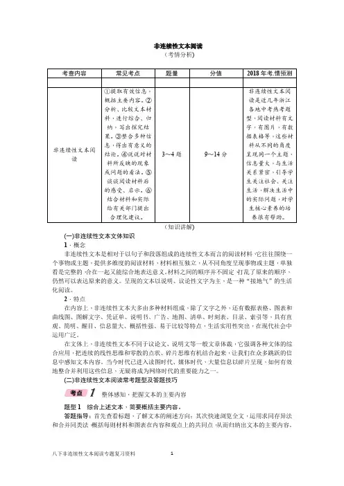 2018年八年级语文下册非连续性文本阅读
