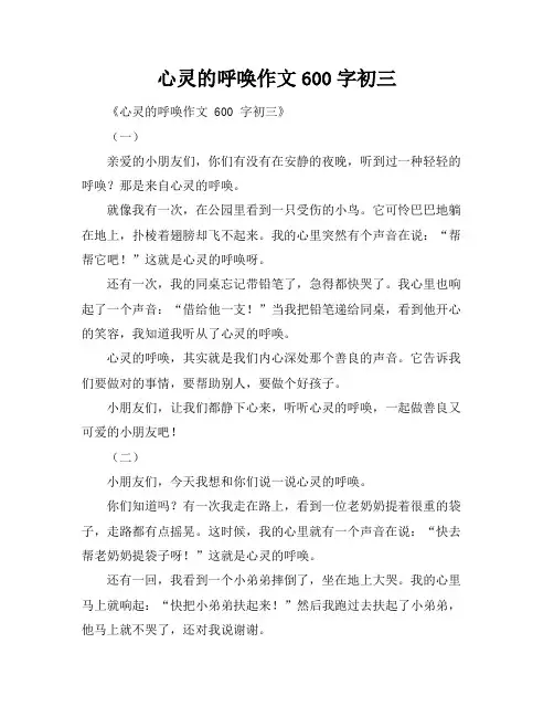 心灵的呼唤作文600字初三