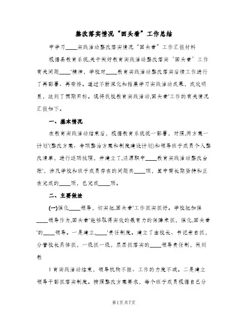 整改落实情况“回头看”工作总结(二篇)