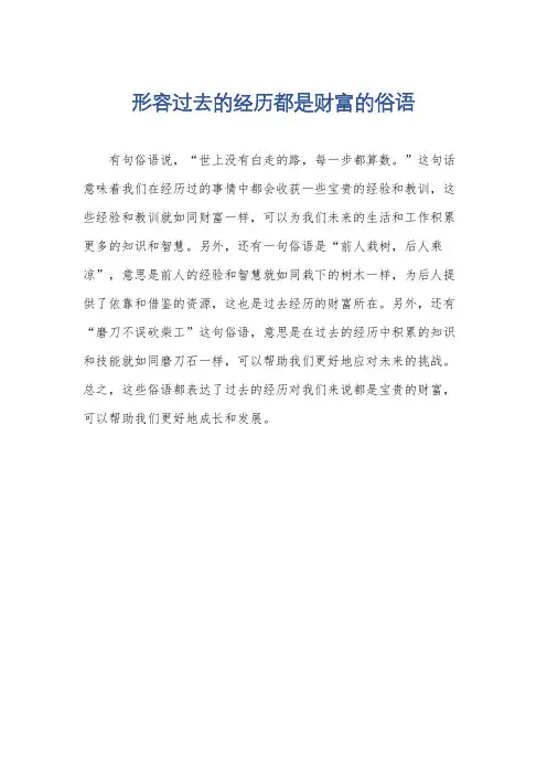 形容过去的经历都是财富的俗语