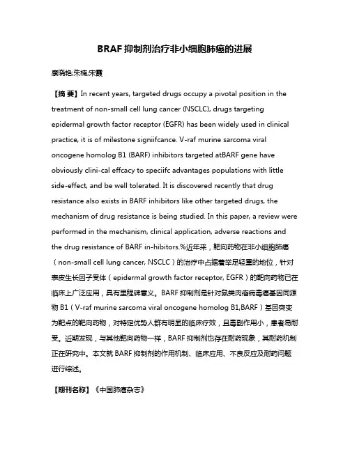 BRAF抑制剂治疗非小细胞肺癌的进展