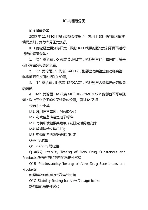 ICH指南分类