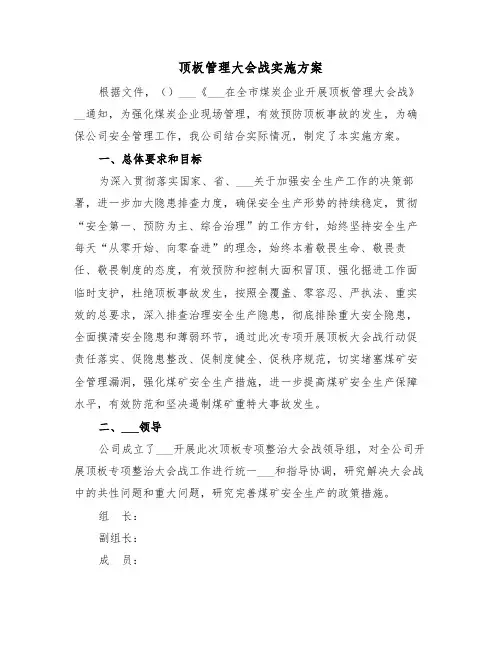 顶板管理大会战实施方案(二篇)