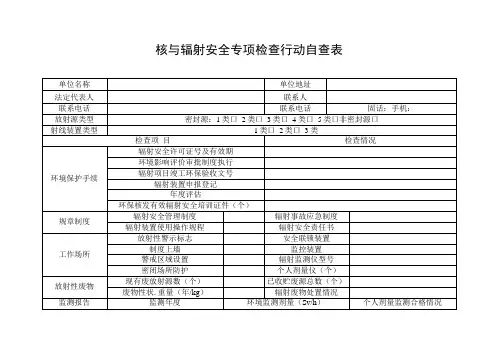 核与辐射安全专项检查行动自查表