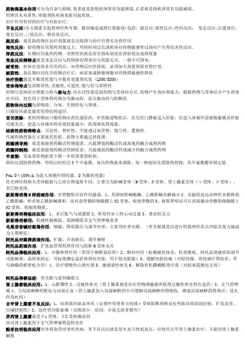 护理药理学复习重点