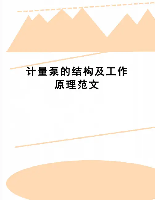 【精品】计量泵的结构及工作原理范文