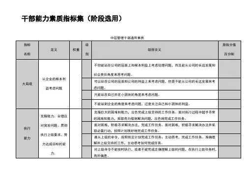 公司干部素质能力评价指标集