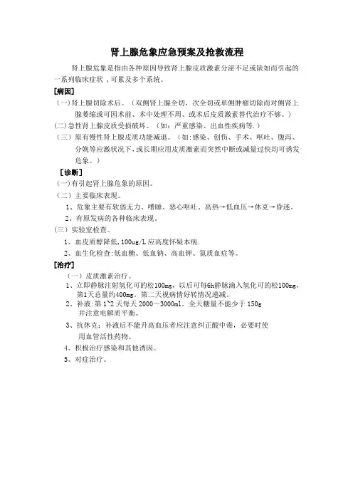 肾上腺危象应急预案及抢救流程