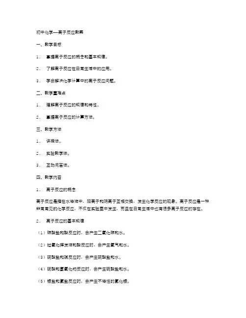 初中化学——离子反应教案