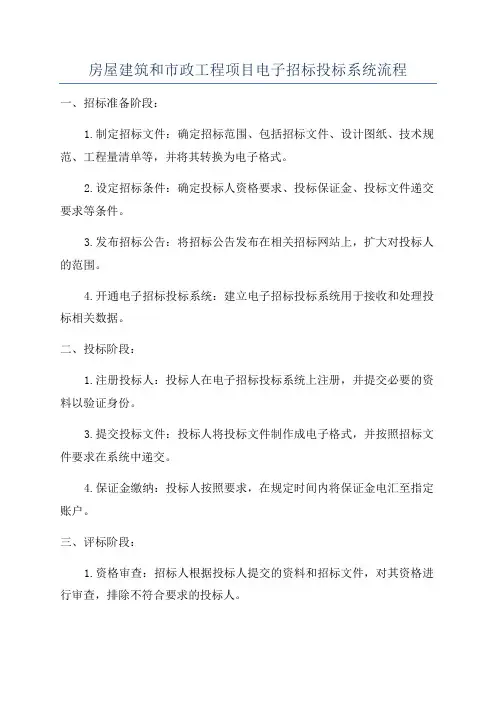 房屋建筑和市政工程项目电子招标投标系统流程