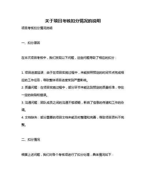 关于项目考核扣分情况的说明