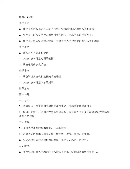 大学场景速写人物线描教案