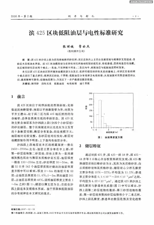 滨425区块低阻油层与电性标准研究