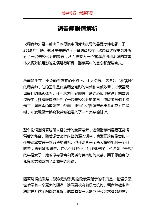 调音师剧情解析