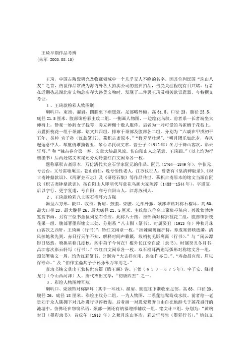 古玩收藏-鉴藏讲座之王琦早期作品考辨