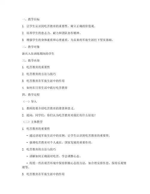 新兵吃苦教育教案模板范文