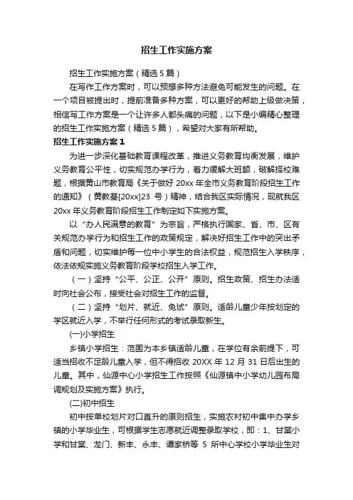 招生工作实施方案