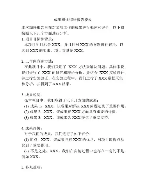 成果概述综评报告模板