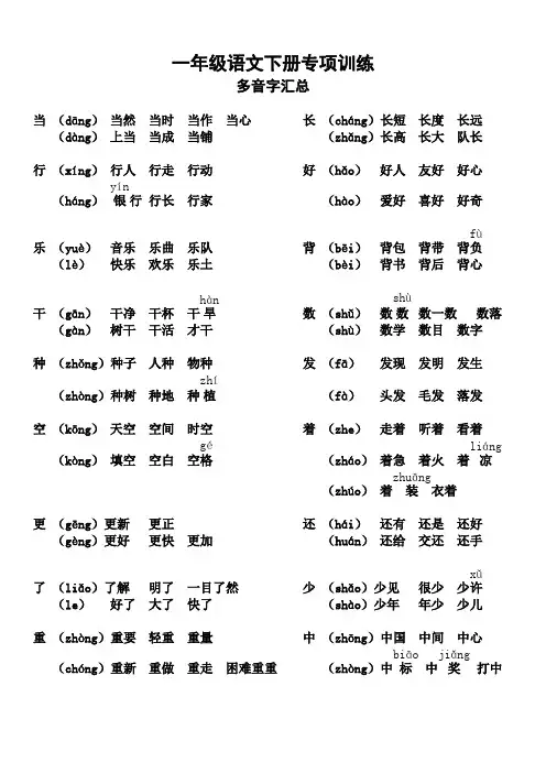 最新部编版一年级语文多音字汇总【推荐】