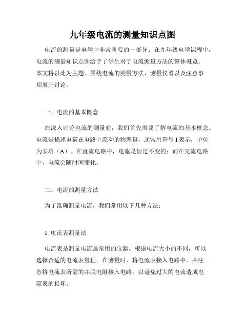 九年级电流的测量知识点图