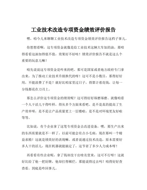 工业技术改造专项资金绩效评价报告