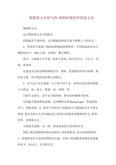 狗狗英文名帅气的-狗狗时髦好听的英文名
