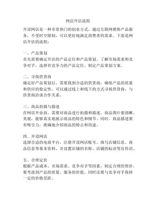网店开店流程