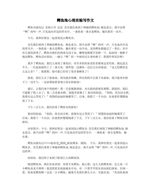 鳄鱼池心理实验写作文
