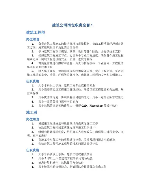 建筑公司岗位职责全套1