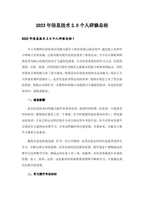 2023年信息技术2.0个人研修总结