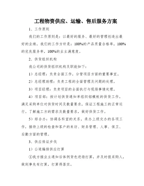 工程物资供应、运输、售后服务方案