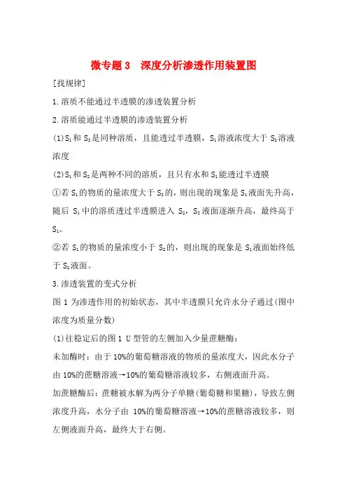 高考生物一轮复习 第二单元 细胞的基本结构与物质运输 微专题3 深度分析渗透作用装置图教