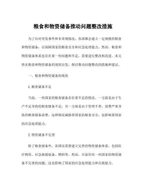粮食和物资储备推动问题整改措施