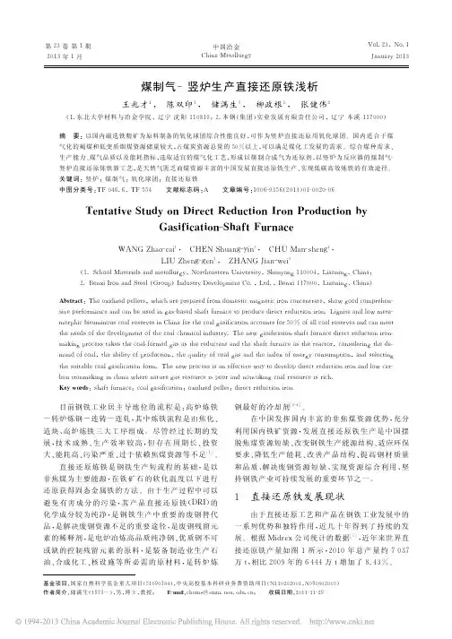 煤制气_竖炉生产直接还原铁浅析_王兆才