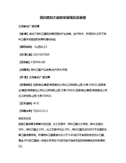 国内燃料乙醇的发展现状及展望