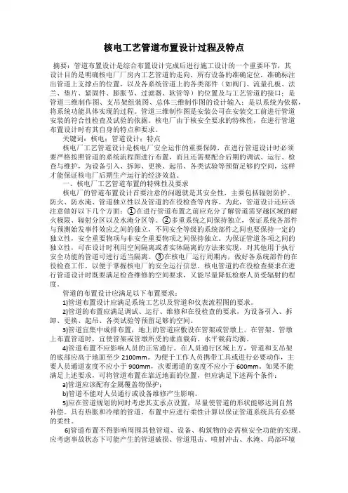核电工艺管道布置设计过程及特点