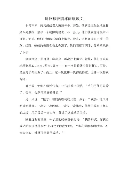 蚂蚁和玻璃杯阅读短文