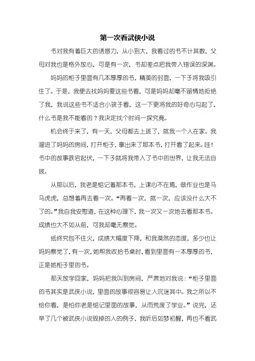六年级作文：第一次看武侠小说作文600字
