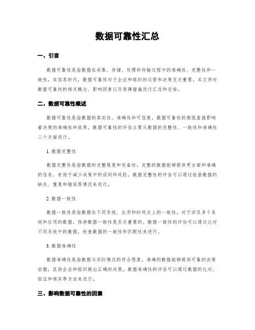 数据可靠性汇总