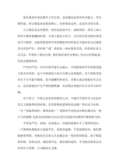 初中我的英语教学故事精选