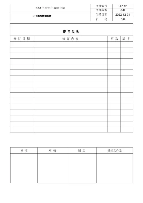 不合格品控制程序