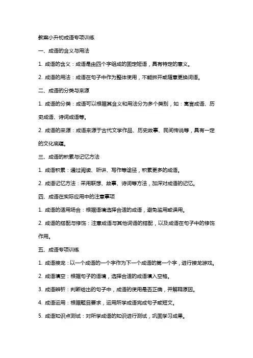 教案小升初成语专项训练