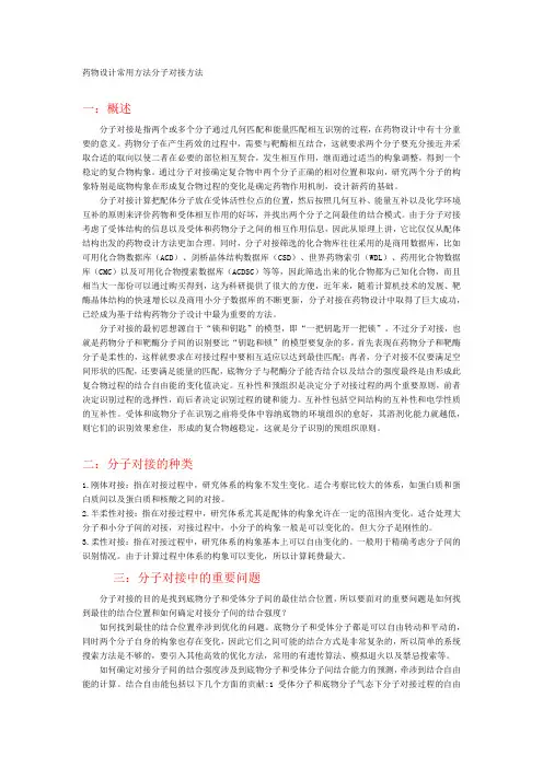 药物设计常用方法分子对接方法