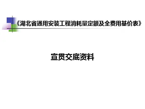 湖北省通用安装工程消耗量定额及全费用基价表2018宣贯